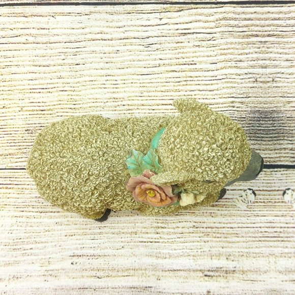 Woolly Resin Sheep Lamb Figurine Christmas Sheep Ornament Home Garden Décor VTG - Picture 11 of 12